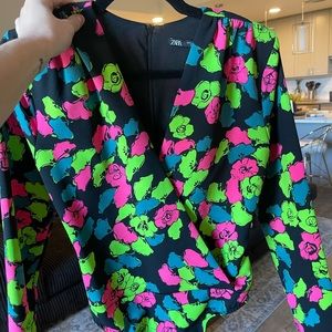 Zara Floral Neon Body Suit